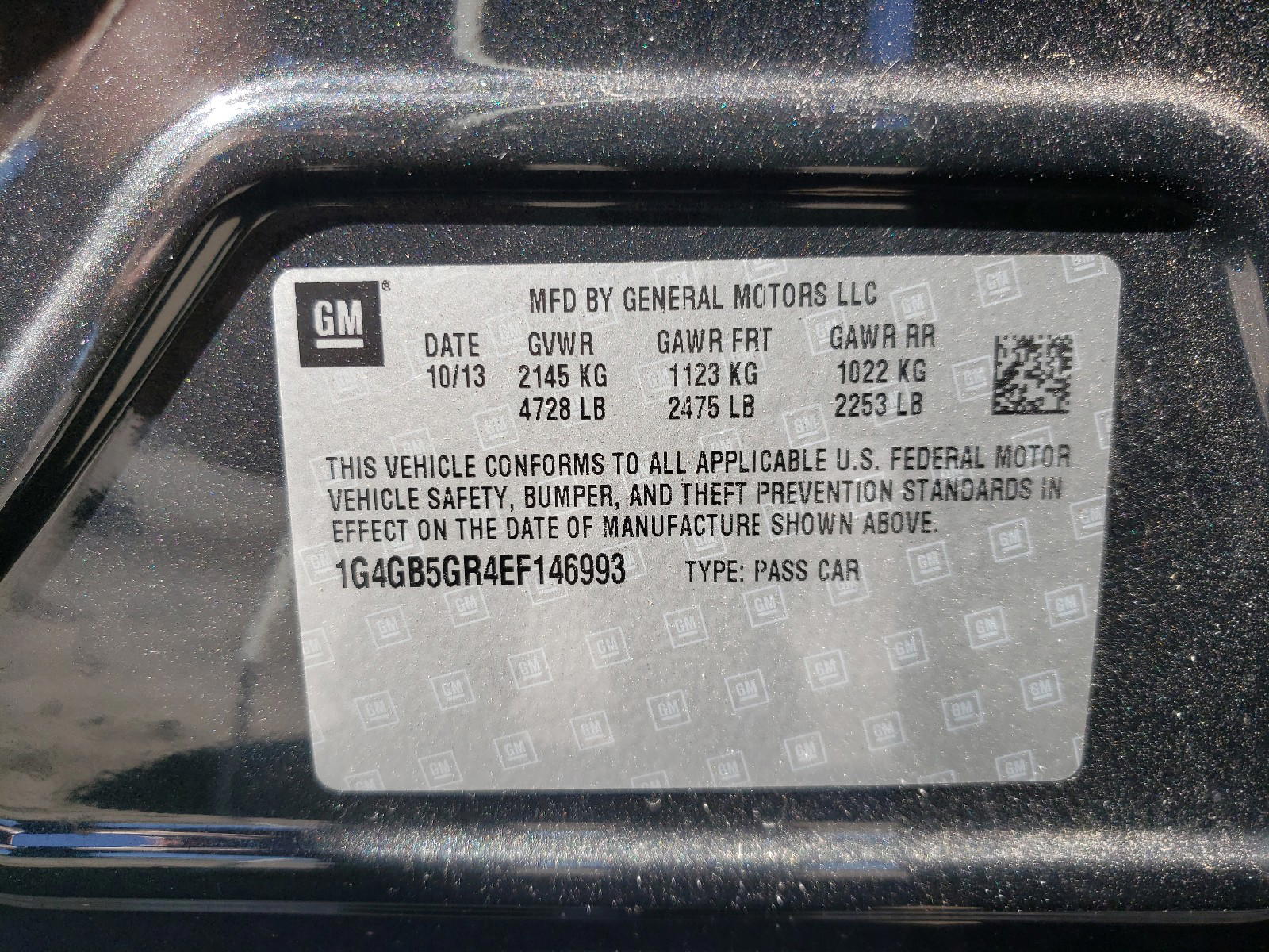 Photo 10 from auction – 2014 BUICK LACROSSE with VIN 1G4GB5GR4EF146993