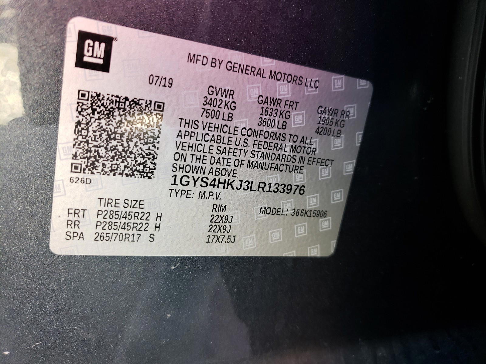 Photo 10 from auction – 2020 CADILLAC ESCALADE E with VIN 1GYS4HKJ3LR133976