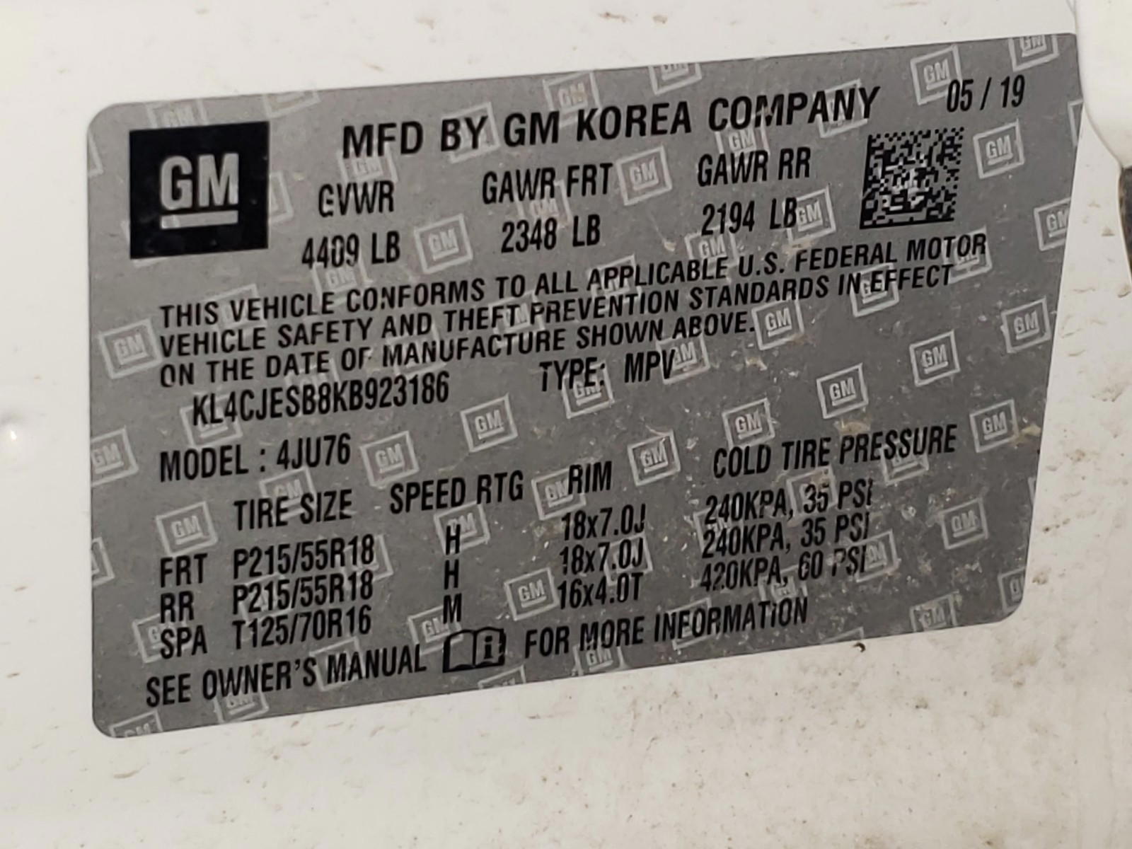 Photo 10 from auction – 2019 BUICK ENCORE PRE with VIN KL4CJESB8KB923186