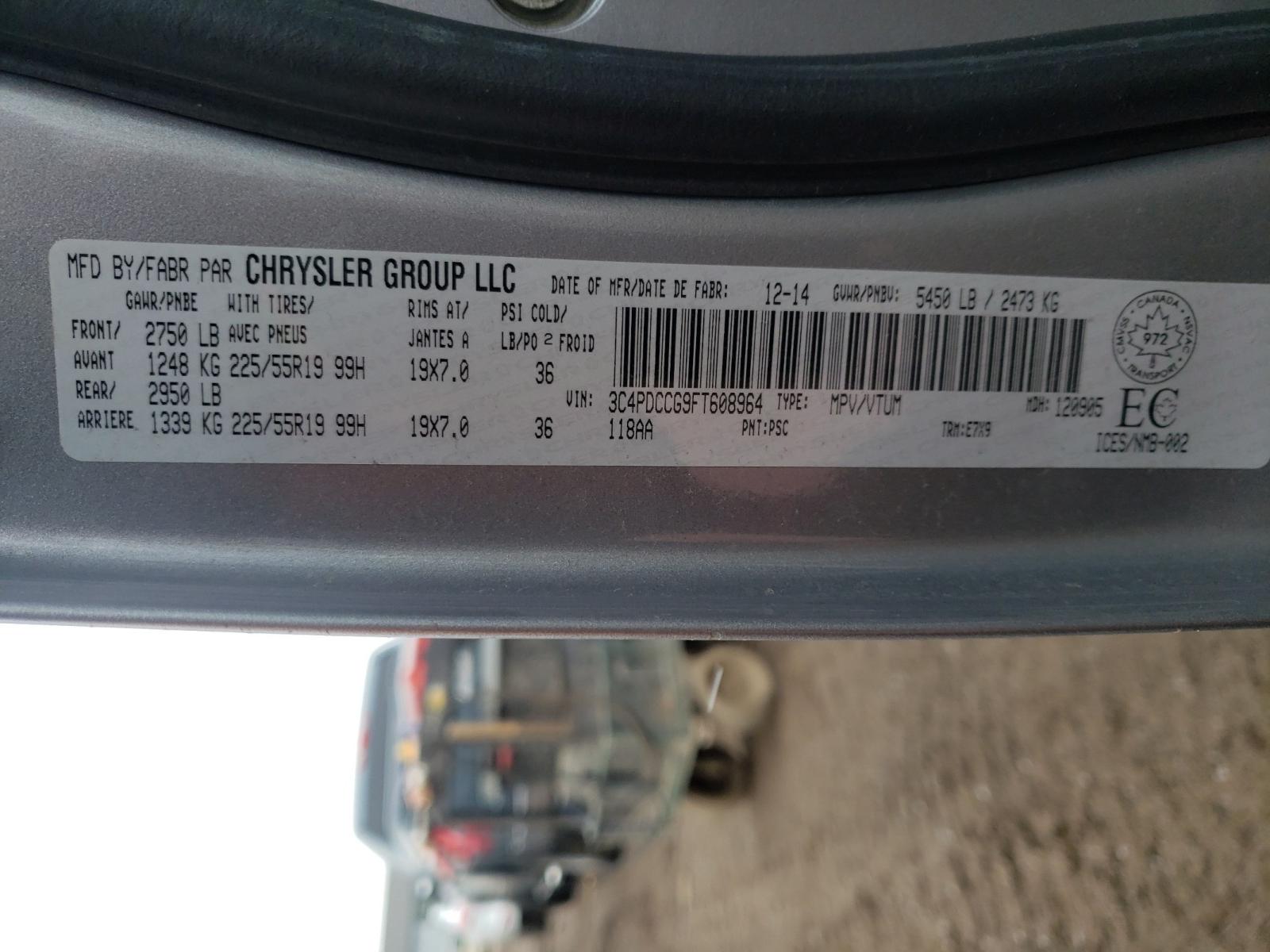Photo 10 from auction – 2015 DODGE JOURNEY SX with VIN 3C4PDCCG9FT608964