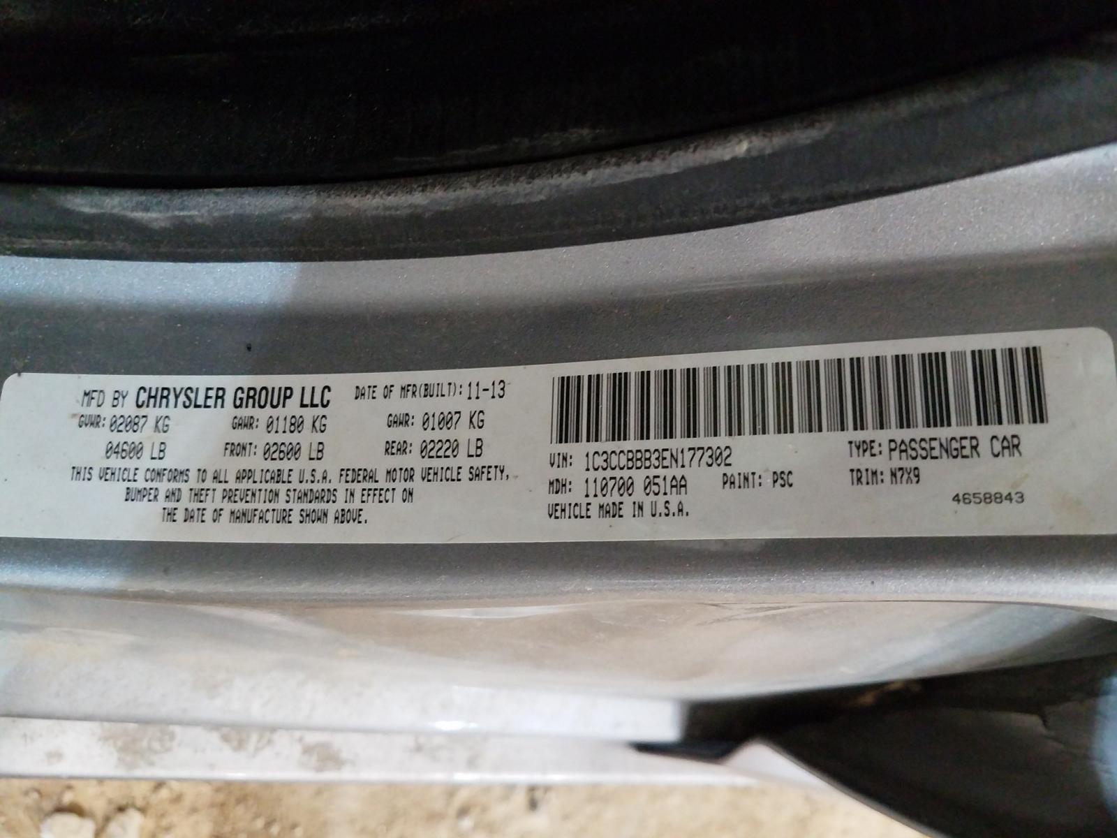 Photo 10 from auction – 2014 CHRYSLER 200 TOURIN with VIN 1C3CCBBB3EN177302