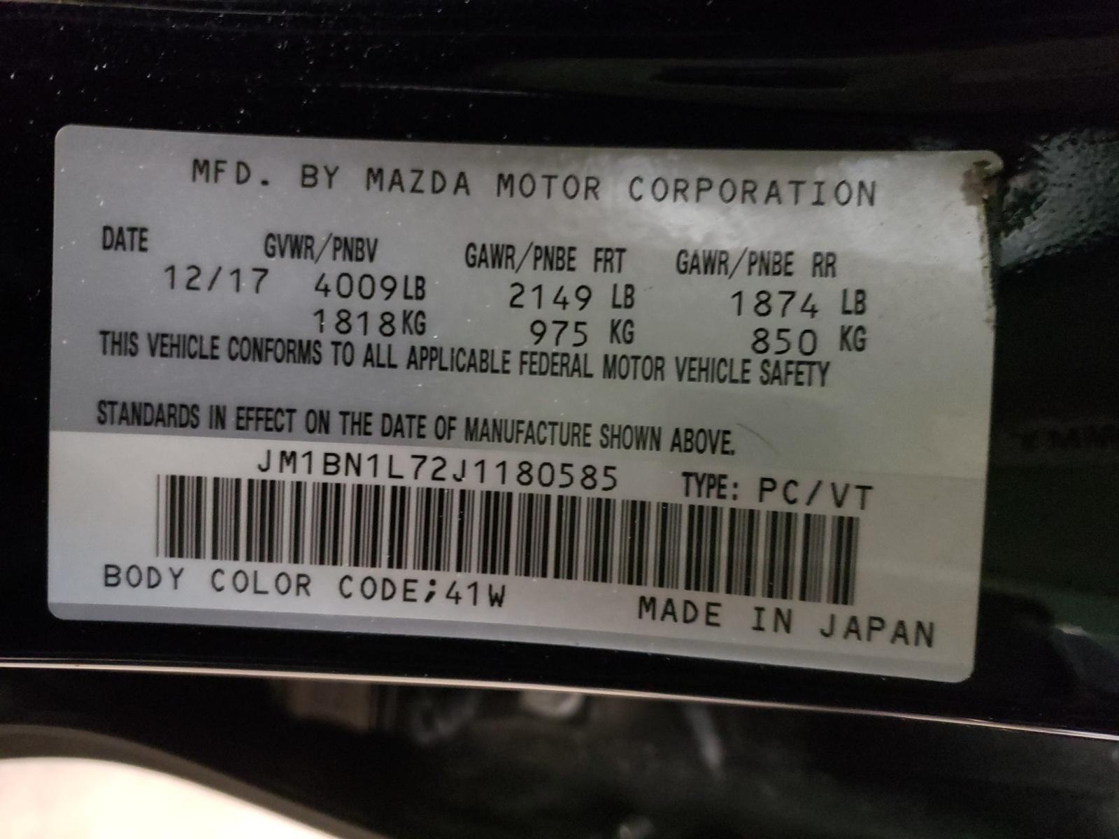 Photo 10 from auction – 2018 MAZDA 3 TOURING with VIN JM1BN1L72J1180585