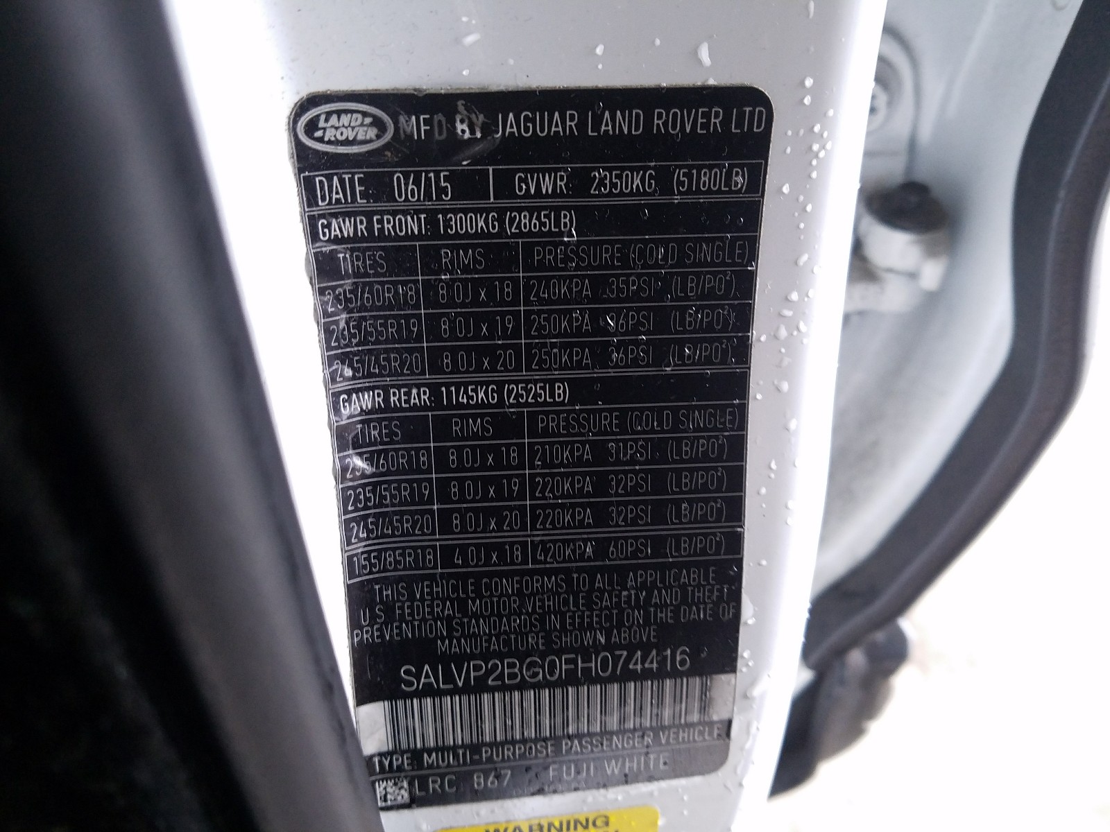Photo 10 from auction – 2015 LAND ROVER RANGE ROVE with VIN SALVP2BG0FH074416