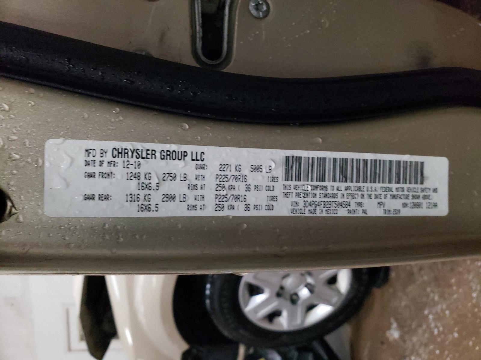 Photo 20 from auction – 2011 DODGE JOURNEY EX with VIN 3D4PG4FB2BT504584