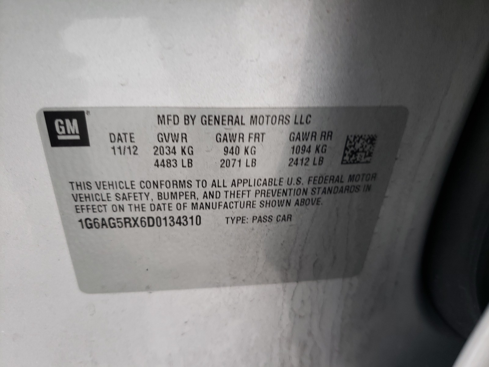 Photo 10 from auction – 2013 CADILLAC ATS with VIN 1G6AG5RX6D0134310