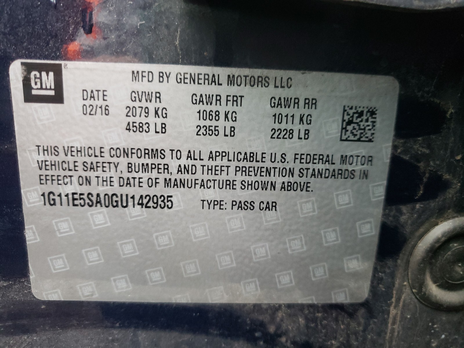 Photo 10 from auction – 2016 CHEVROLET MALIBU LIM with VIN 1G11E5SA0GU142935