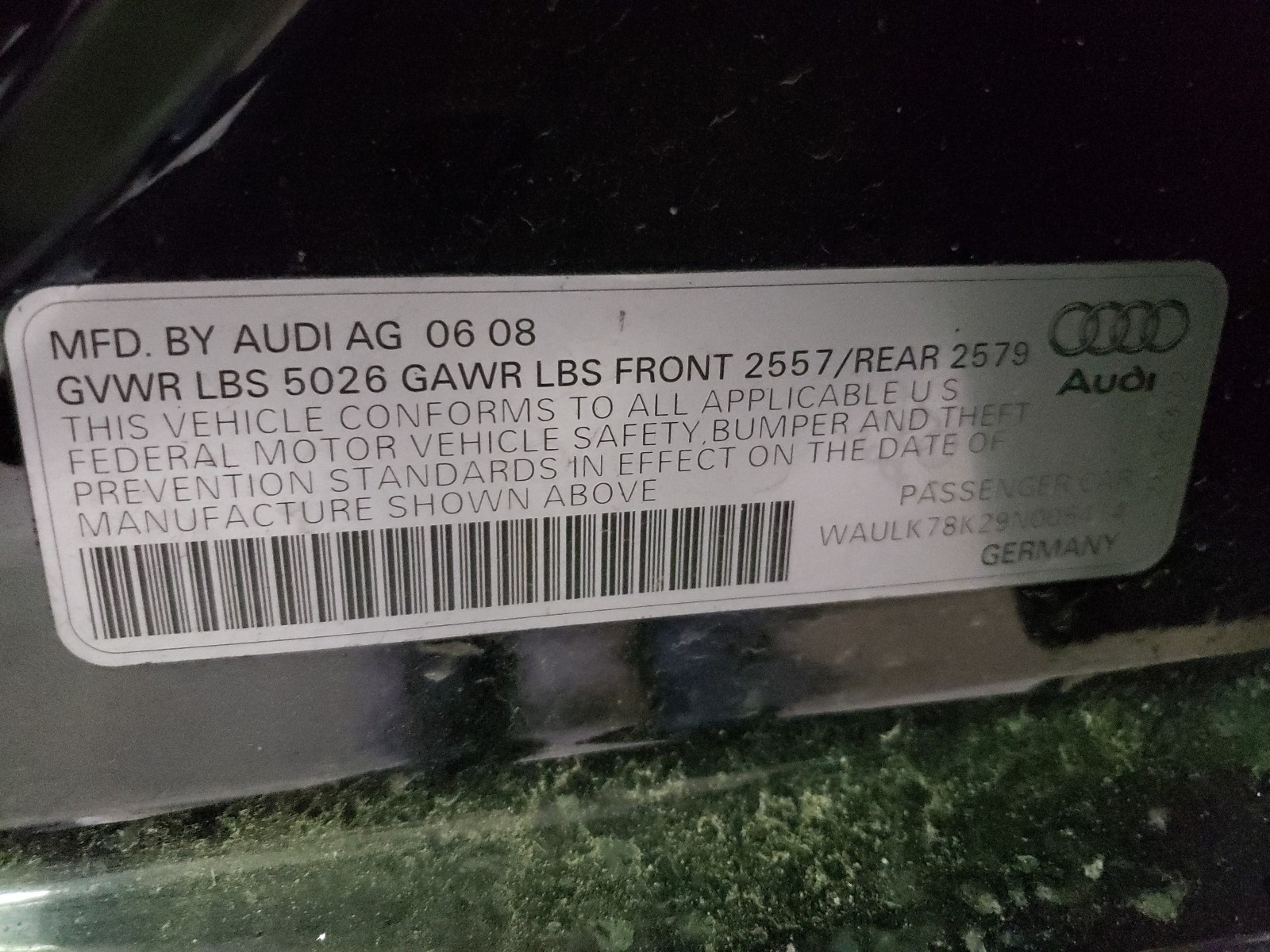 Photo 10 from auction – 2009 AUDI A4 3.2 QUA with VIN WAULK78K29N005414
