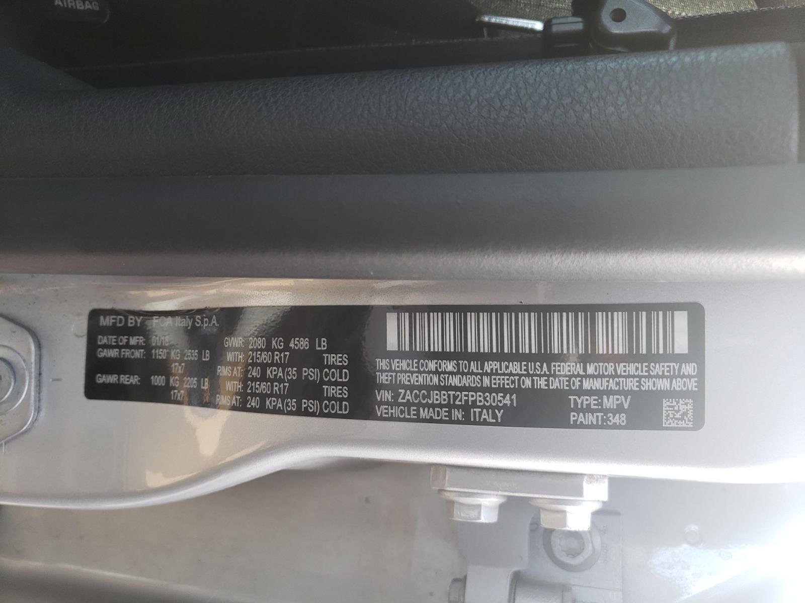 Photo 20 from auction – 2015 JEEP RENEGADE L with VIN ZACCJBBT2FPB30541