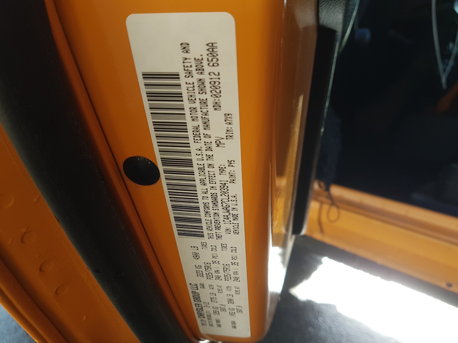 Photo 10 from auction – 2012 JEEP WRANGLER S with VIN 1C4AJWAG7CL203941
