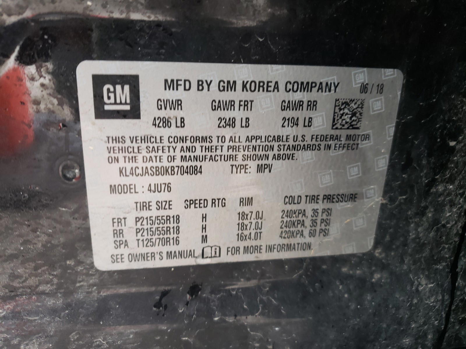 Photo 10 from auction – 2019 BUICK ENCORE PRE with VIN KL4CJASB0KB704084