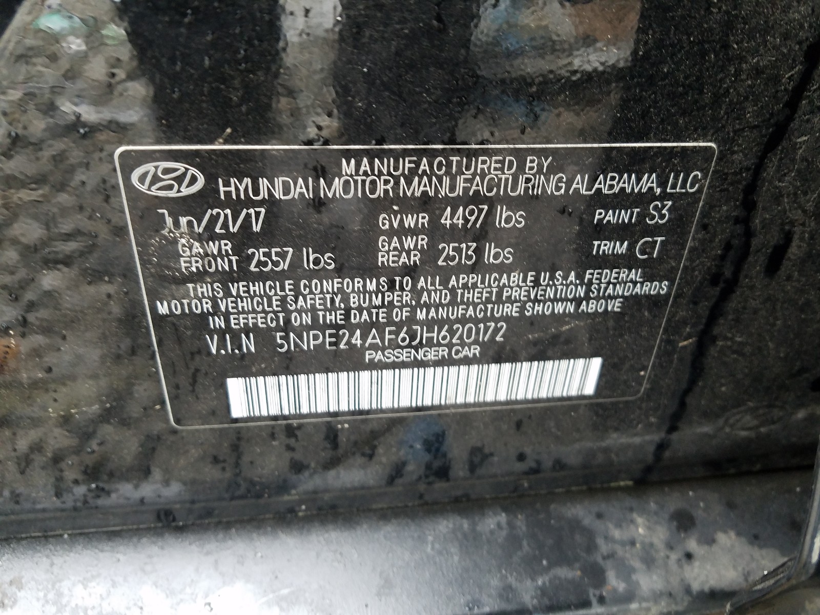Photo 10 from auction – 2018 HYUNDAI SONATA SE with VIN 5NPE24AF6JH620172