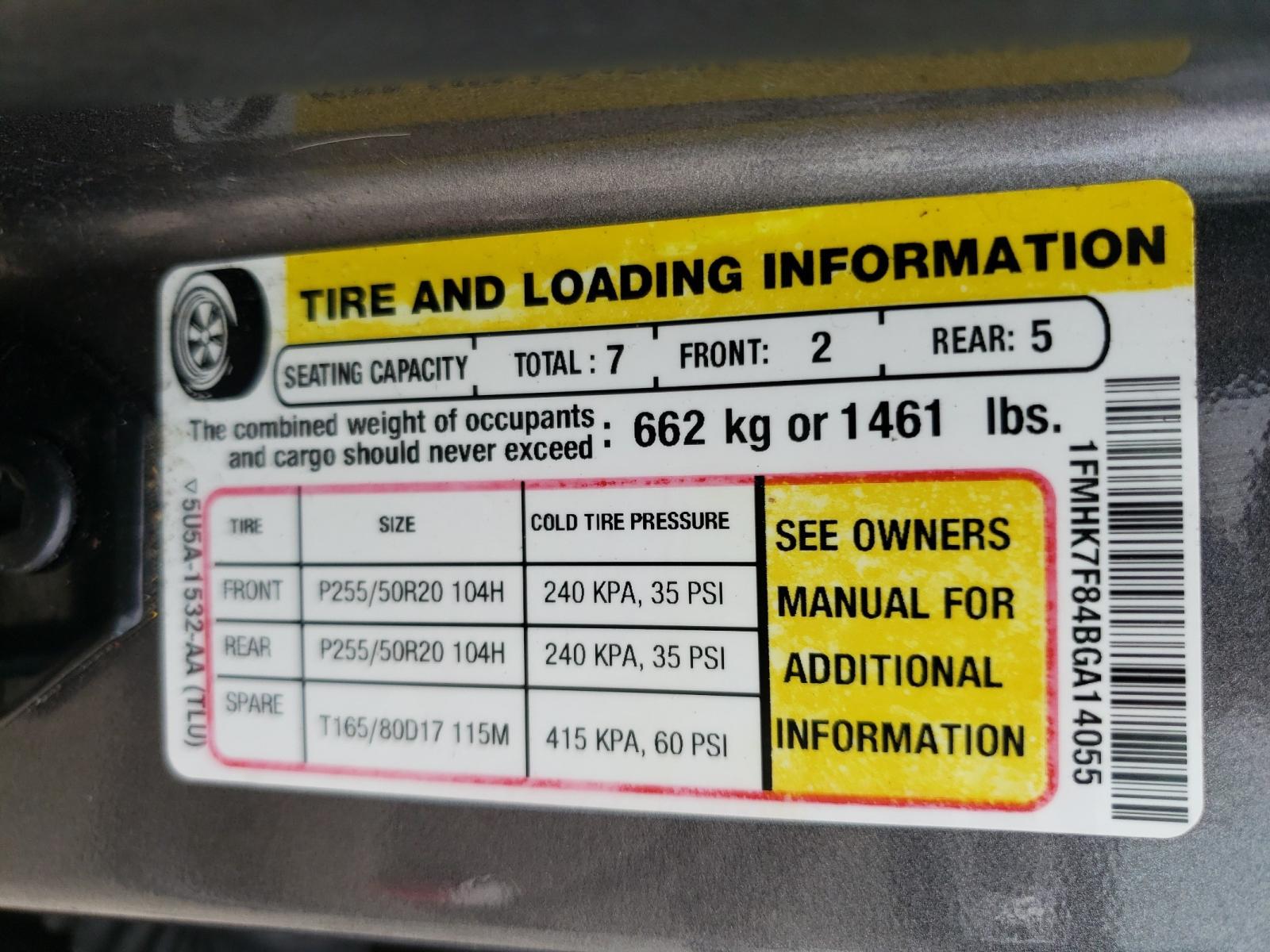 Photo 10 from auction – 2011 FORD EXPLORER L with VIN 1FMHK7F84BGA14055