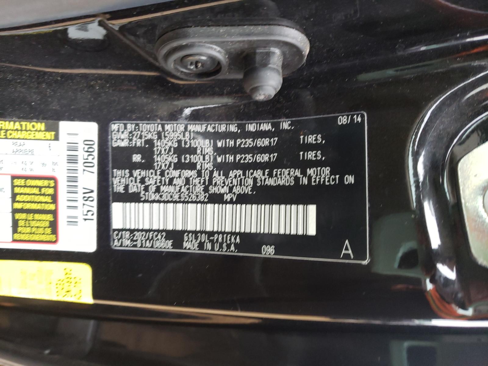 Photo 10 from auction – 2014 TOYOTA SIENNA LE with VIN 5TDKK3DC9ES526382
