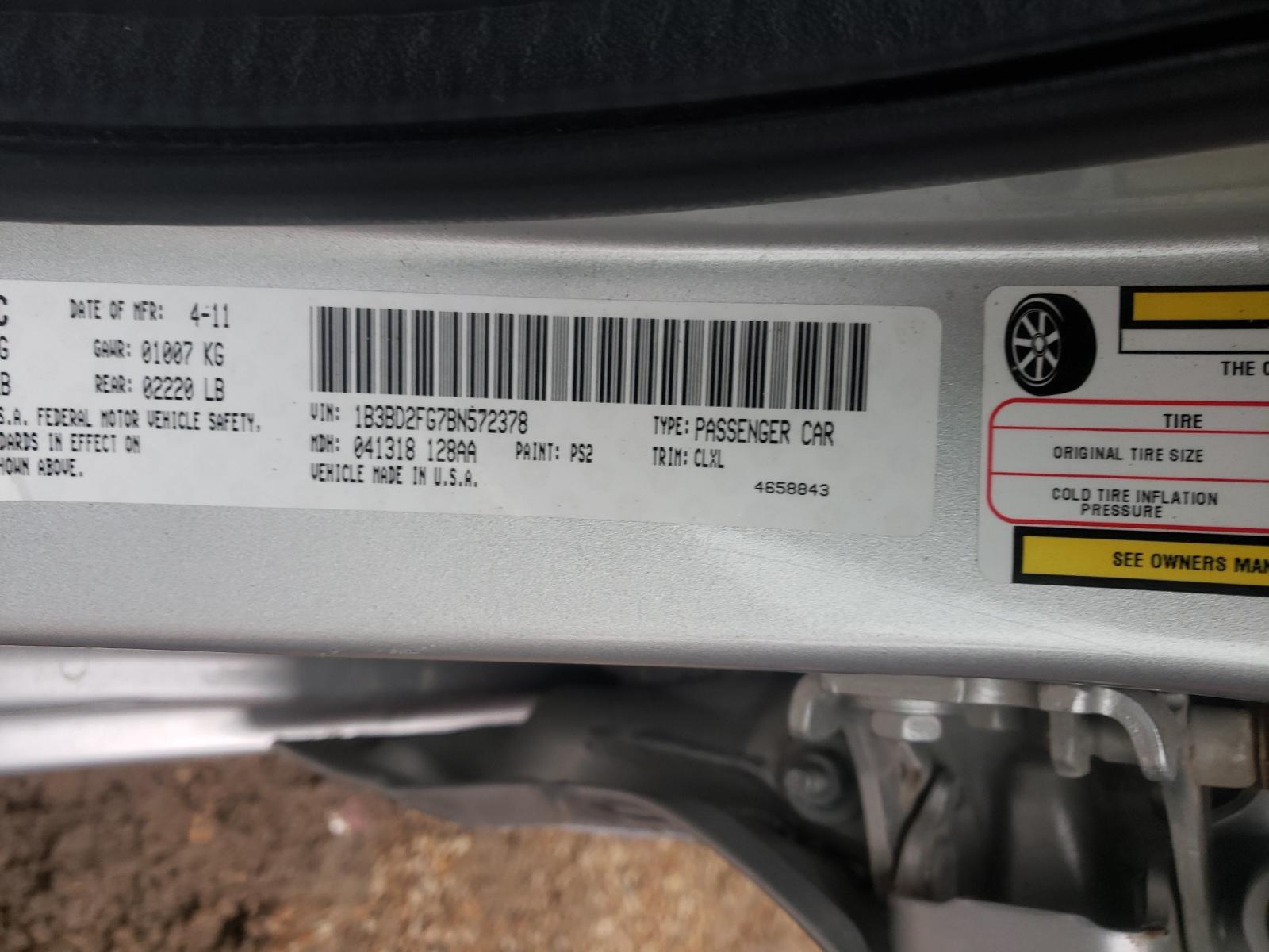 Photo 10 from auction – 2011 DODGE AVENGER LU with VIN 1B3BD2FG7BN572378