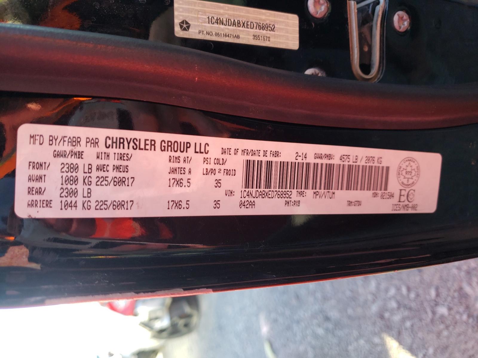 Photo 10 from auction – 2014 JEEP COMPASS SP with VIN 1C4NJDABXED768952
