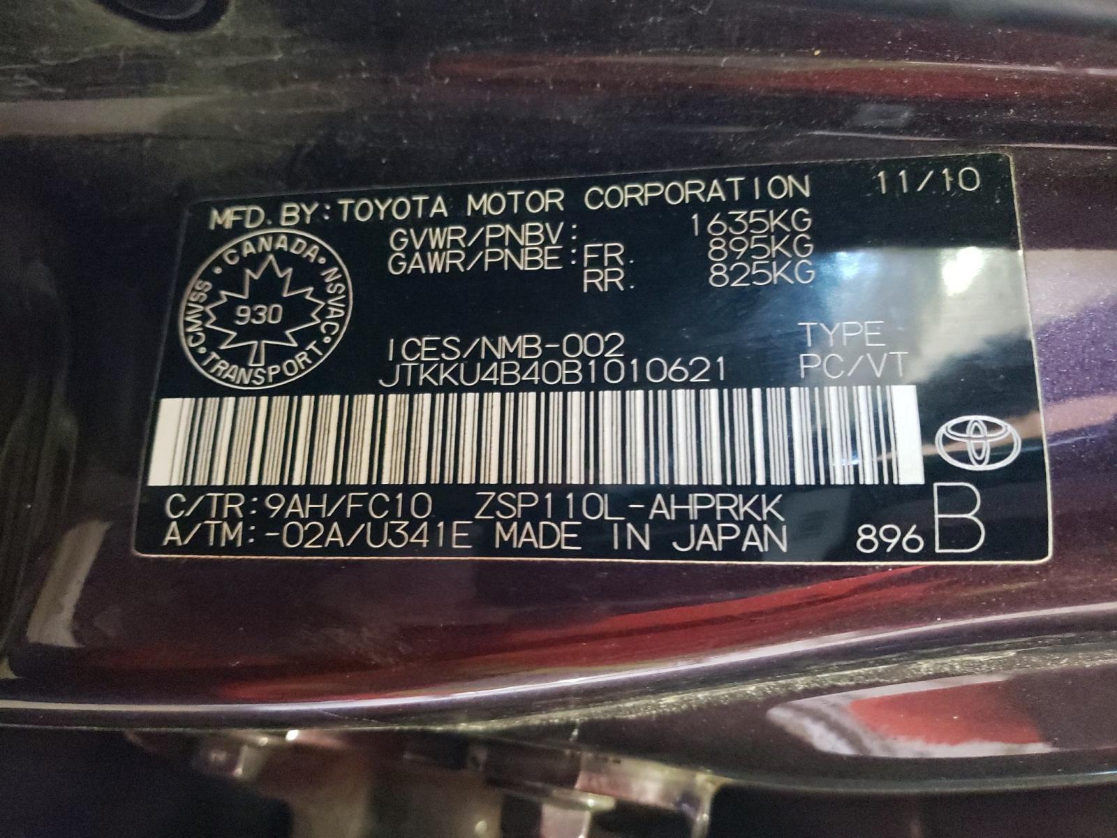 Photo 10 from auction – 2011 TOYOTA SCION XD with VIN JTKKU4B40B1010621