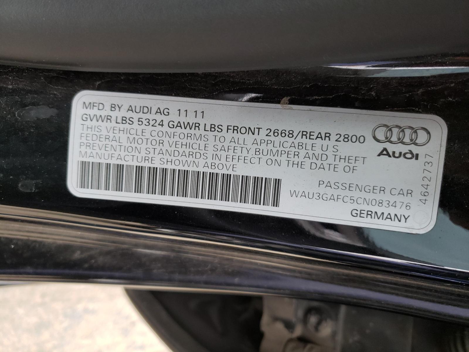 Photo 10 from auction – 2012 AUDI A7 PRESTIG with VIN WAU3GAFC5CN083476