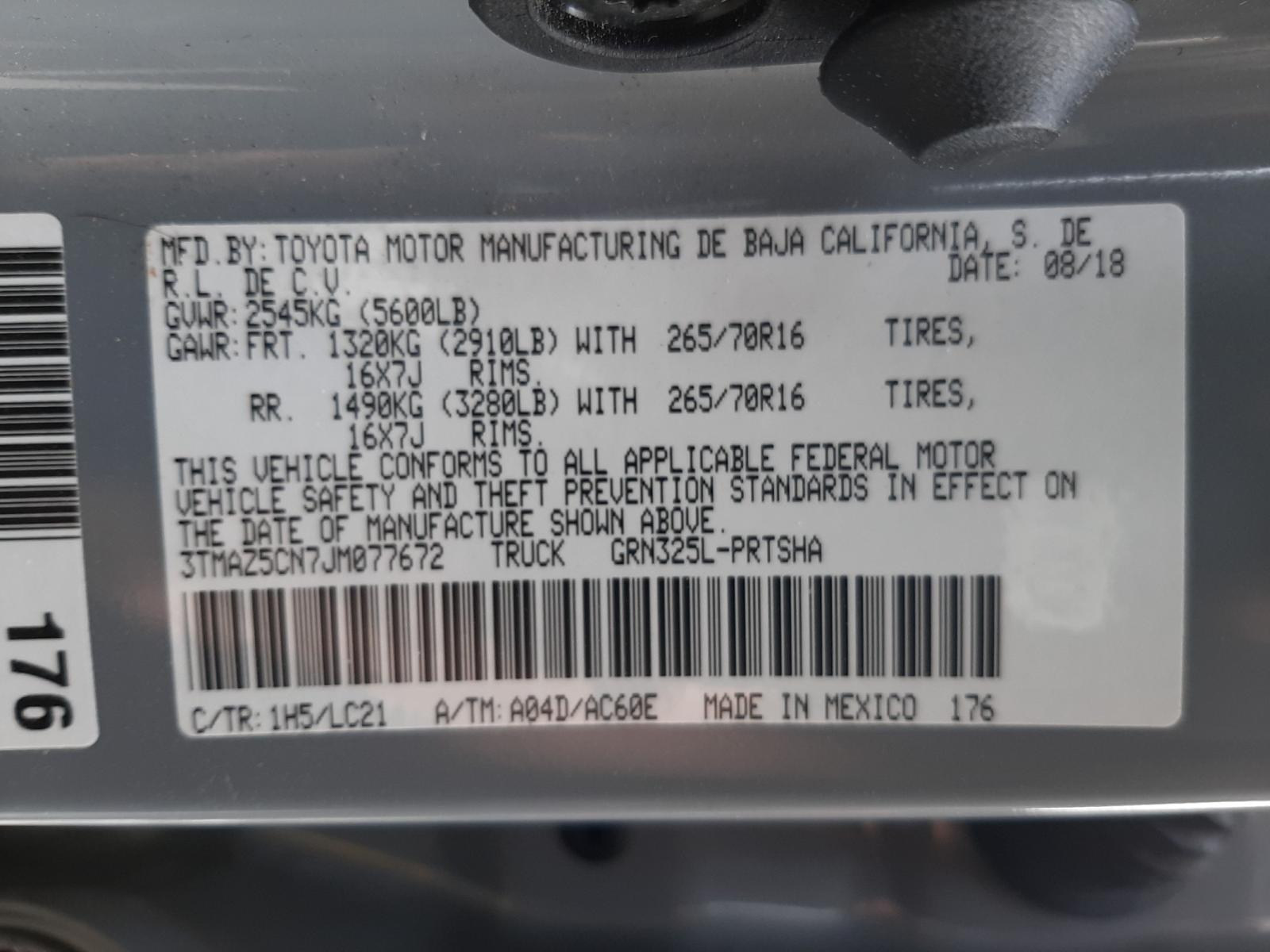 Photo 10 from auction – 2018 TOYOTA TACOMA DOU with VIN 3TMAZ5CN7JM077672