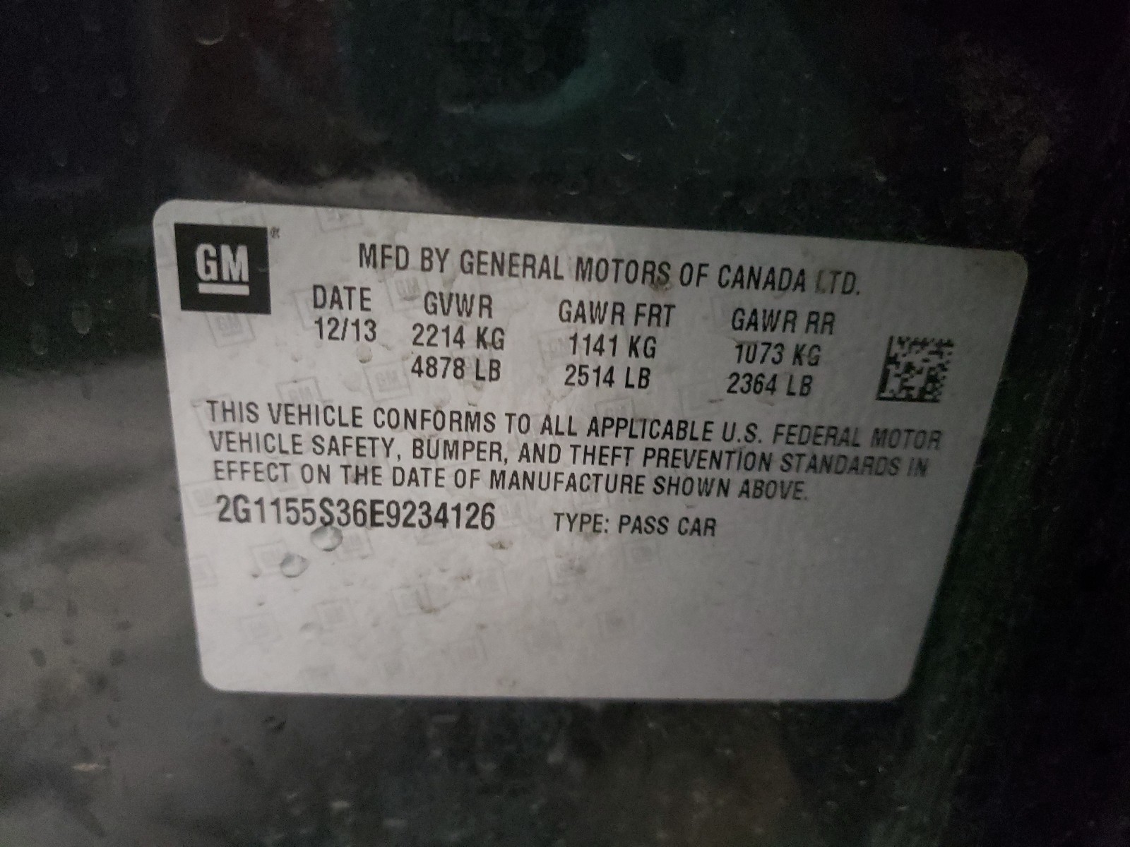 Photo 10 from auction – 2014 CHEVROLET IMPALA LTZ with VIN 2G1155S36E9234126