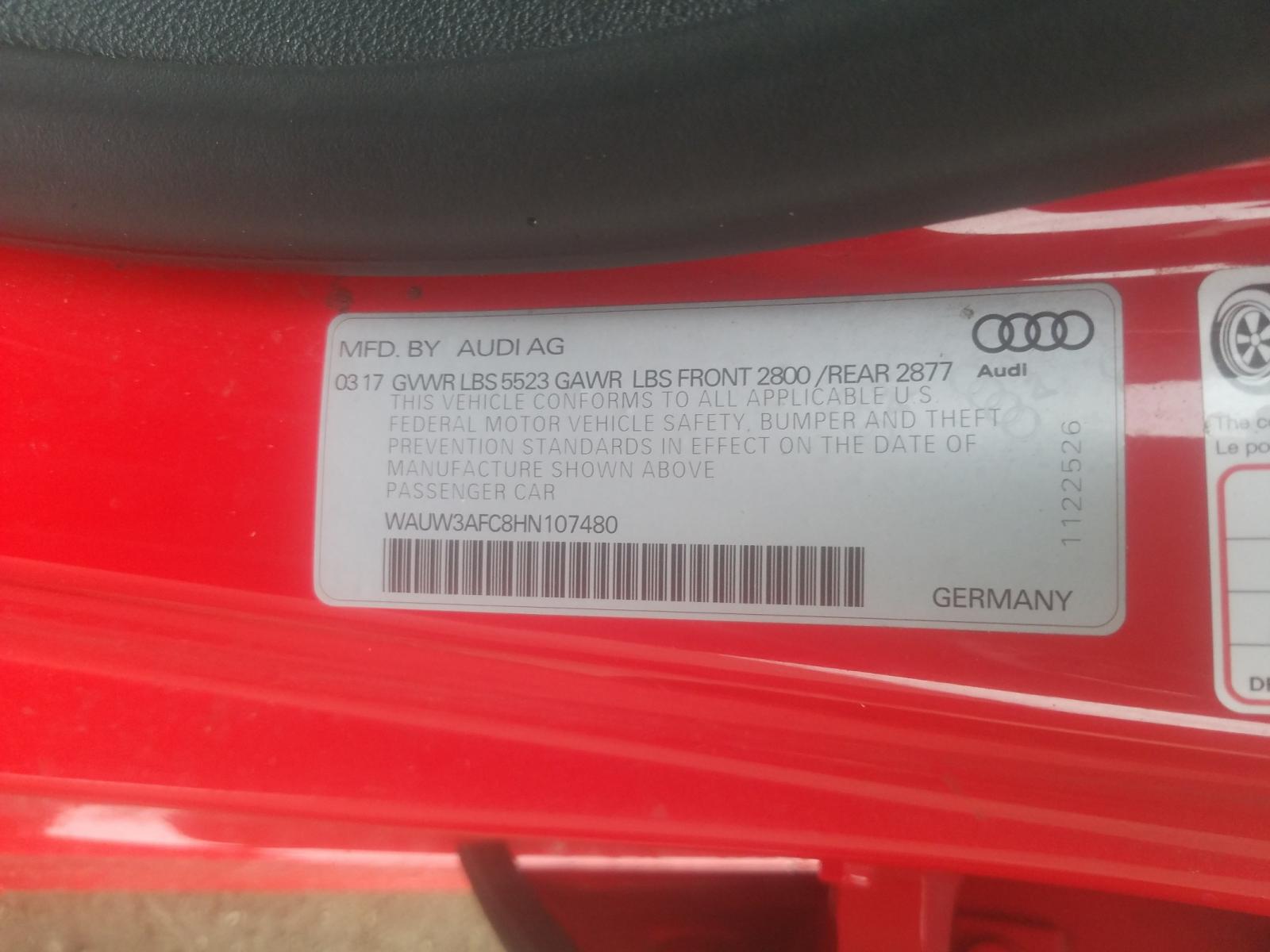 Photo 10 from auction – 2017 AUDI A7 COMPETI with VIN WAUW3AFC8HN107480