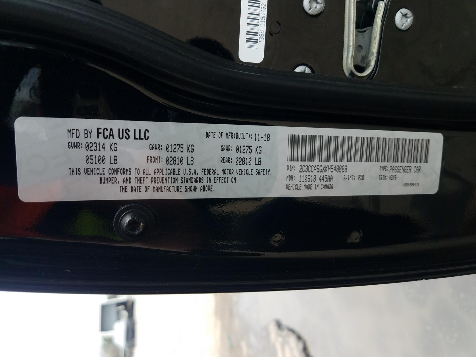 Photo 10 from auction – 2019 CHRYSLER 300 S with VIN 2C3CCABGXKH548868