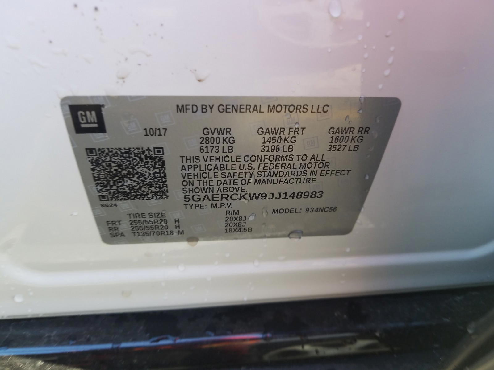Photo 10 from auction – 2018 BUICK ENCLAVE PR with VIN 5GAERCKW9JJ148983