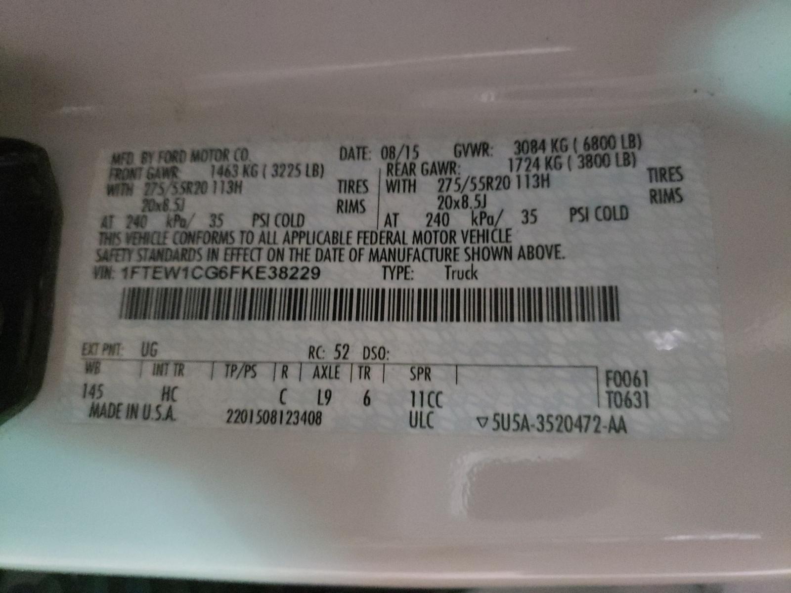 Photo 10 from auction – 2015 FORD F150 SUPER with VIN 1FTEW1CG6FKE38229