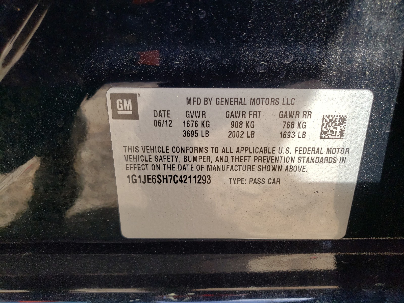 Photo 10 from auction – 2012 CHEVROLET SONIC LTZ with VIN 1G1JE6SH7C4211293