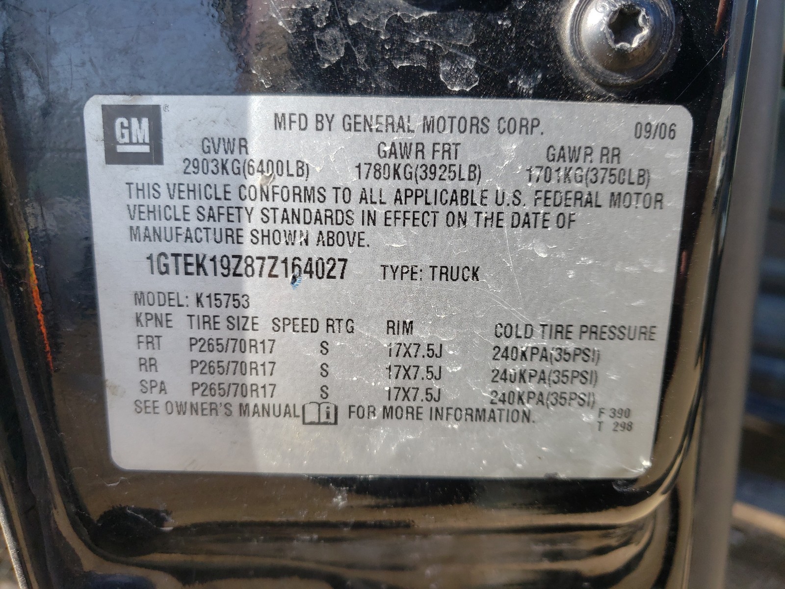 Photo 10 from auction – 2007 GMC NEW SIERRA with VIN 1GTEK19Z87Z164027
