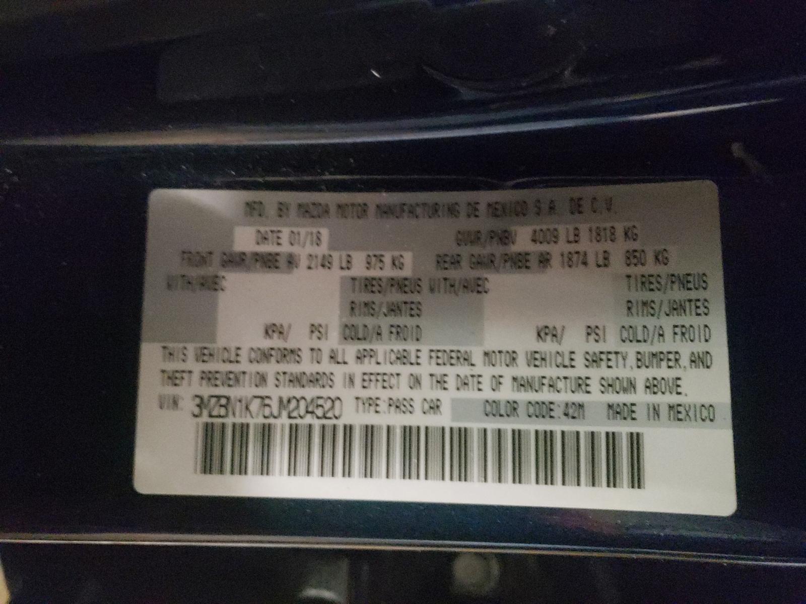 Photo 10 from auction – 2018 MAZDA 3 SPORT with VIN 3MZBN1K76JM204520