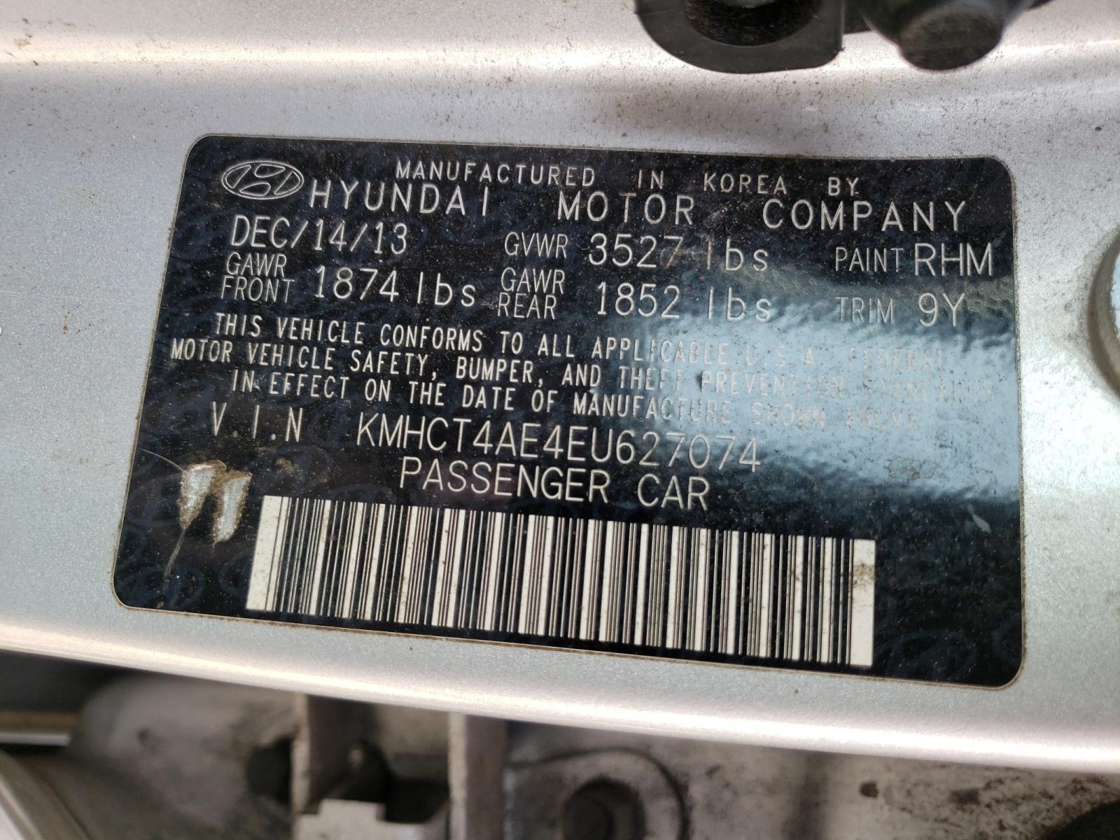 Photo 10 from auction – 2014 HYUNDAI ACCENT GLS with VIN KMHCT4AE4EU627074