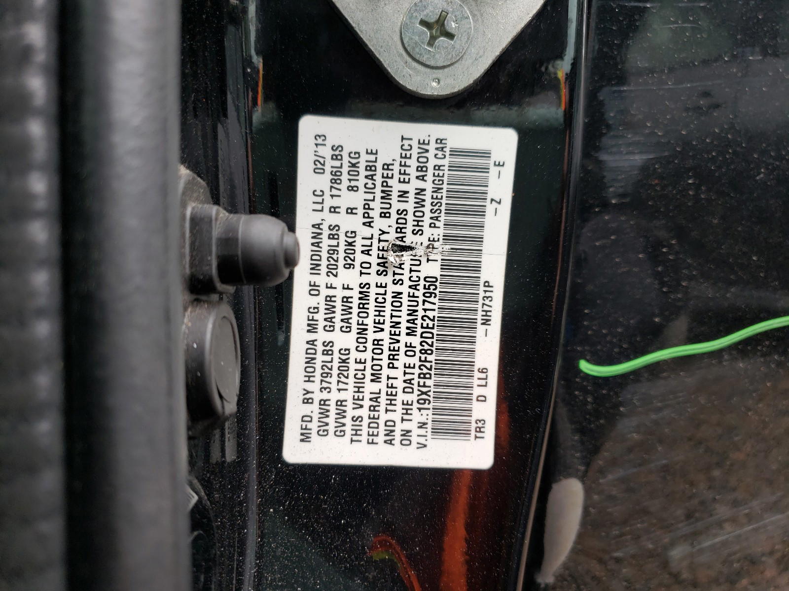Photo 10 from auction – 2013 HONDA CIVIC EX with VIN 19XFB2F82DE217950