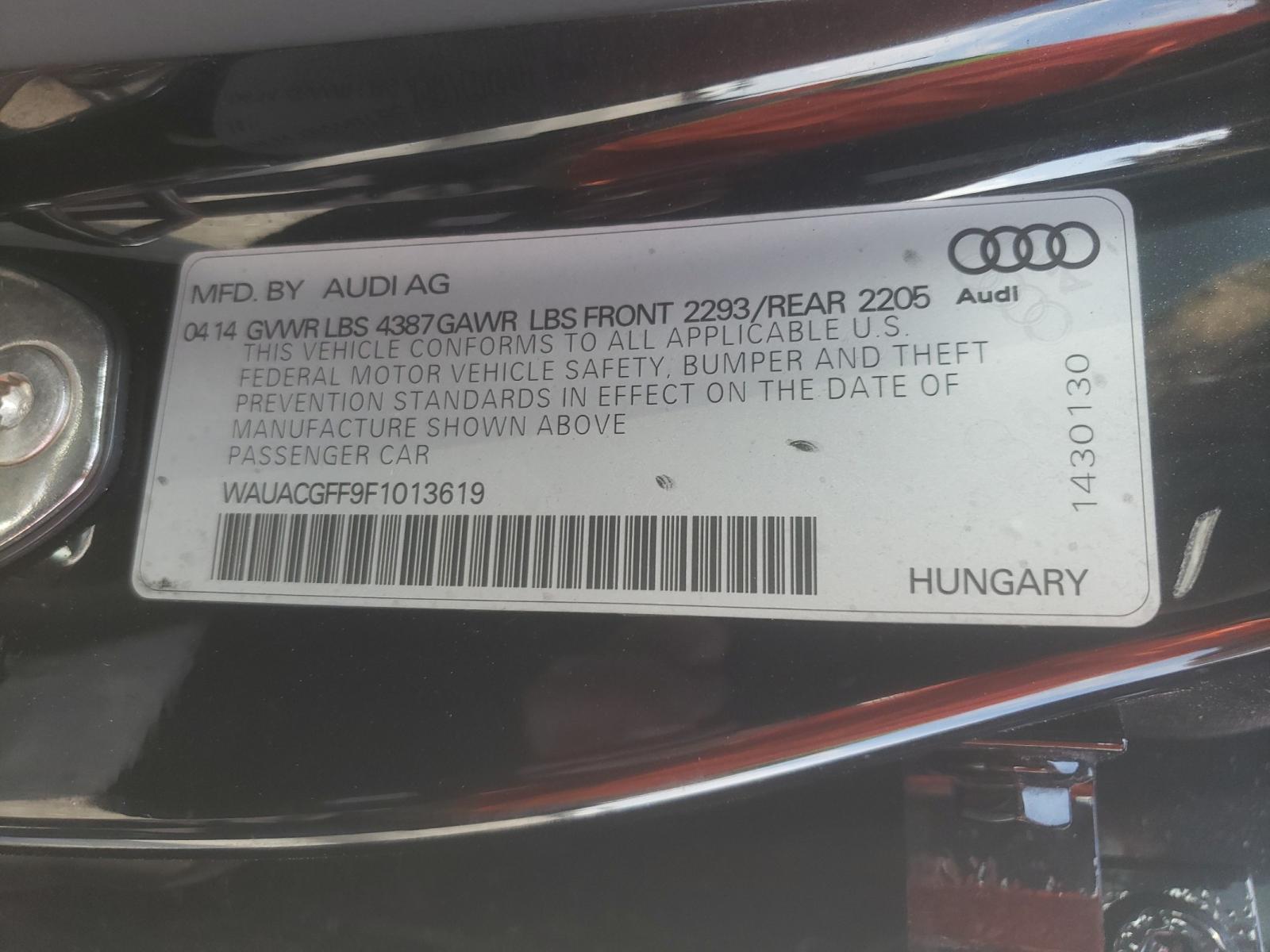 Photo 10 from auction – 2015 AUDI A3 PREMIUM with VIN WAUACGFF9F1013619