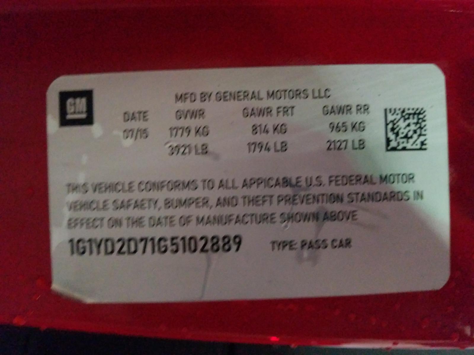 Photo 10 from auction – 2014 CHEVROLET CORVETTE S with VIN 1G1YH2D75E5106798