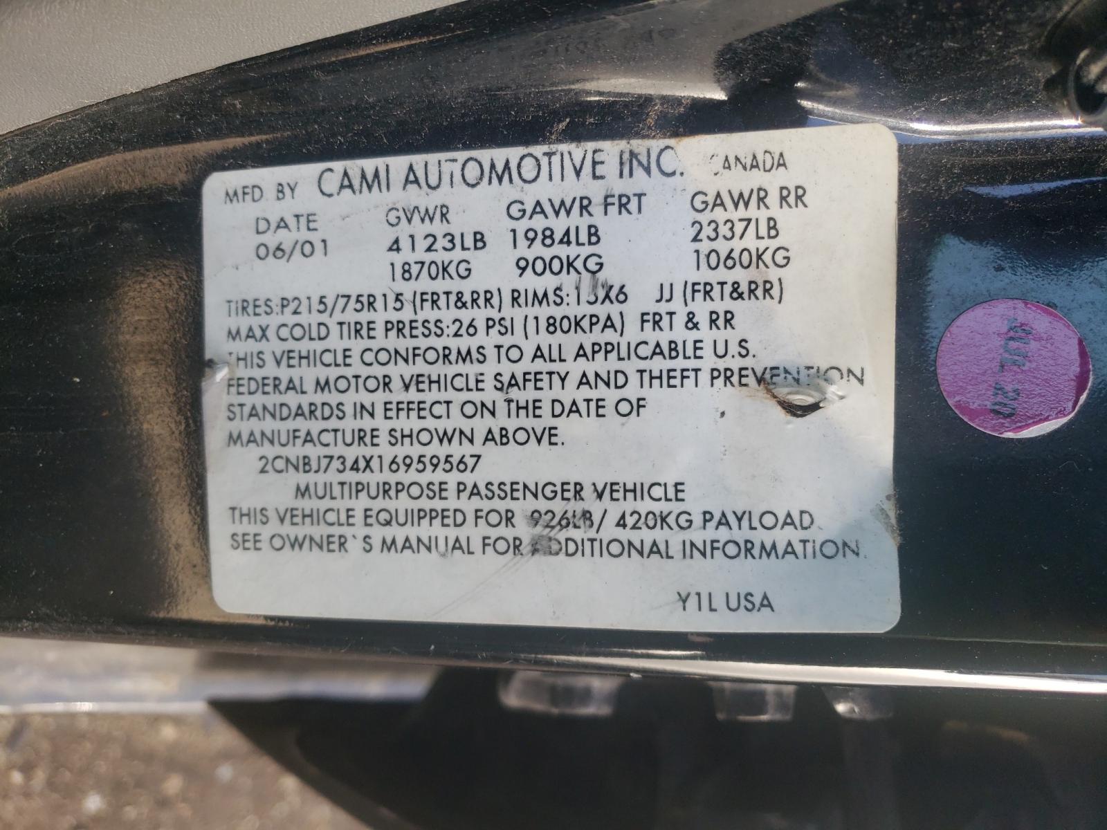 Photo 10 from auction – 2001 CHEVROLET TRACKER ZR with VIN 2CNBJ734X16959567
