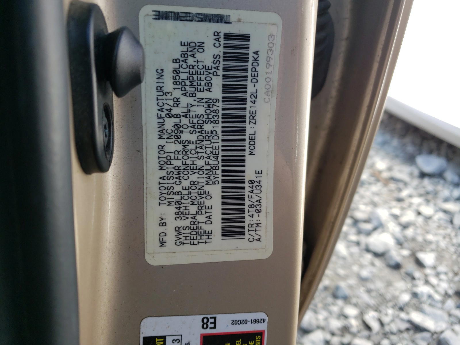 Photo 10 from auction – 2013 TOYOTA COROLLA BA with VIN 5YFBU4EE1DP183879