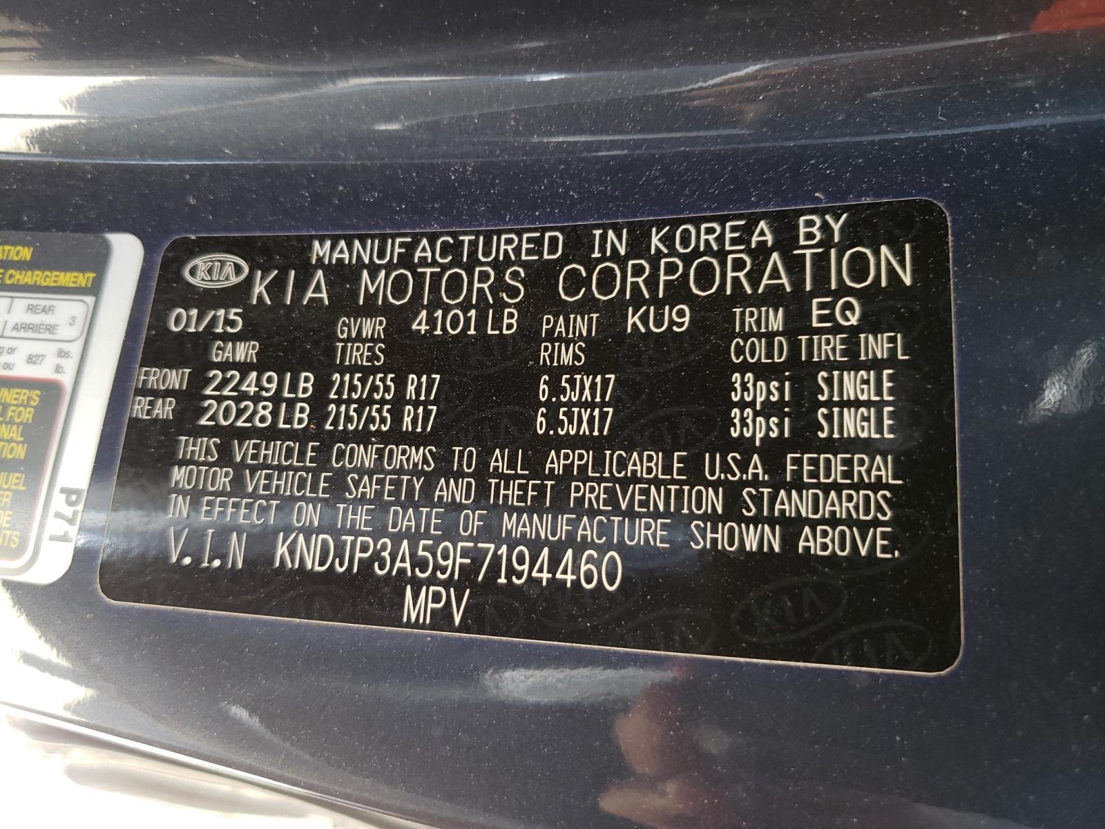 Photo 10 from auction – 2015 KIA SOUL with VIN KNDJP3A59F7194460
