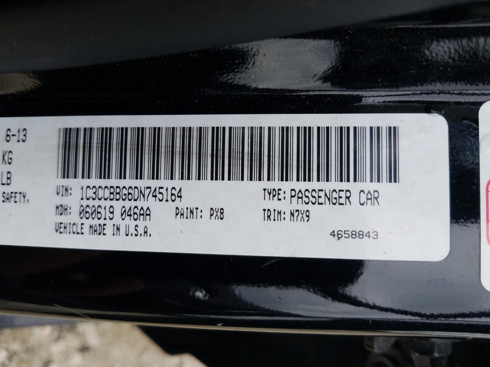 Photo 10 from auction – 2013 CHRYSLER 200 TOURIN with VIN 1C3CCBBG6DN745164