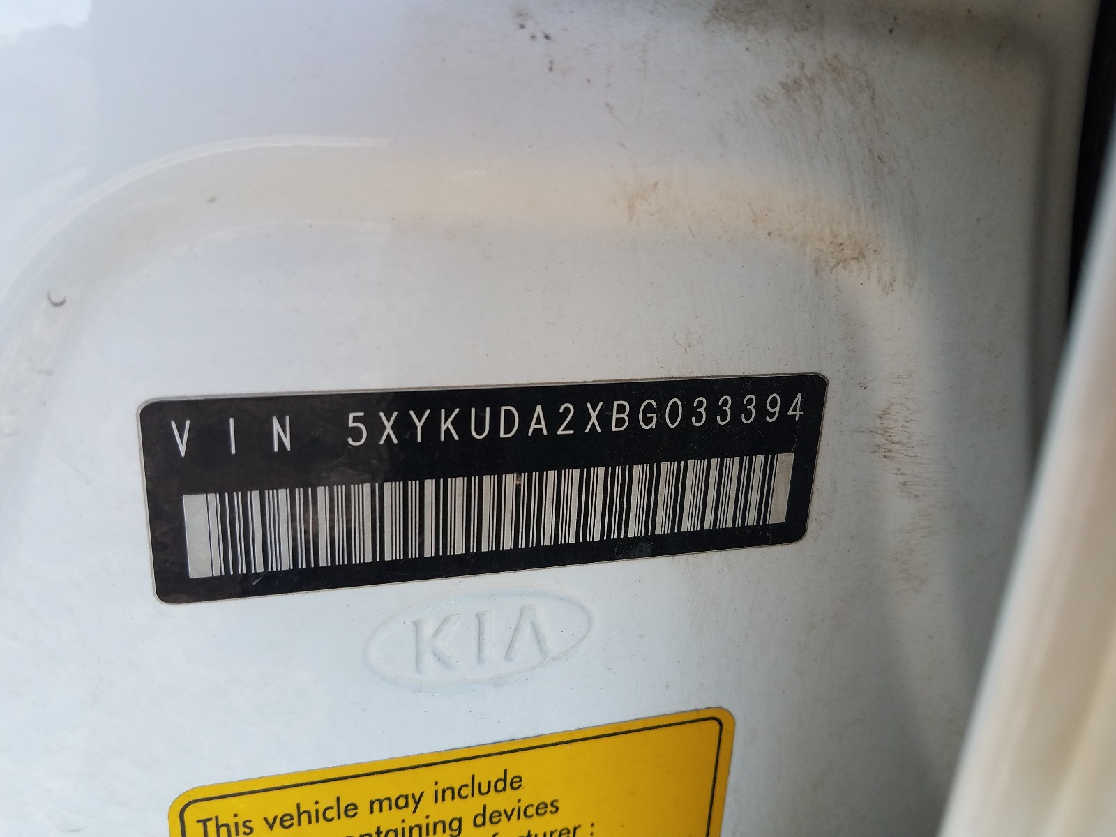 Photo 10 from auction – 2011 KIA SORENTO EX with VIN 5XYKUDA2XBG033394
