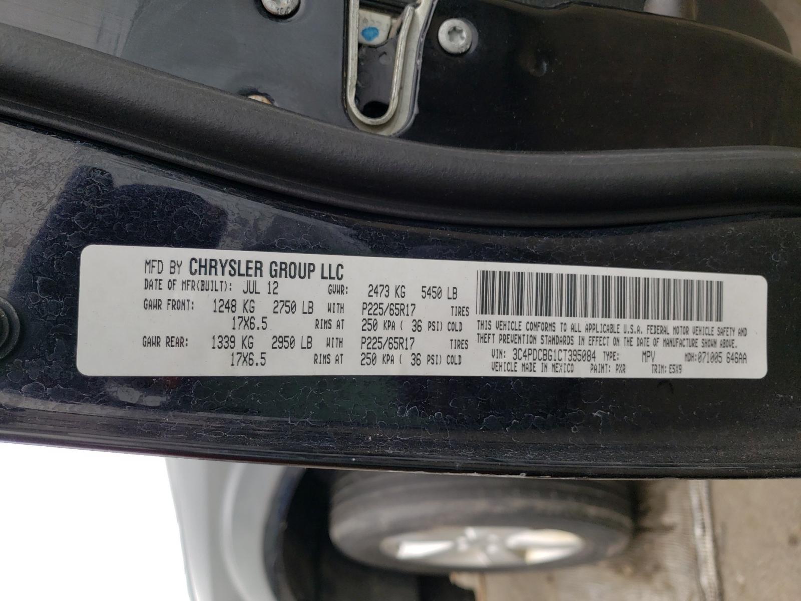 Photo 10 from auction – 2012 DODGE JOURNEY SX with VIN 3C4PDCBG1CT395084