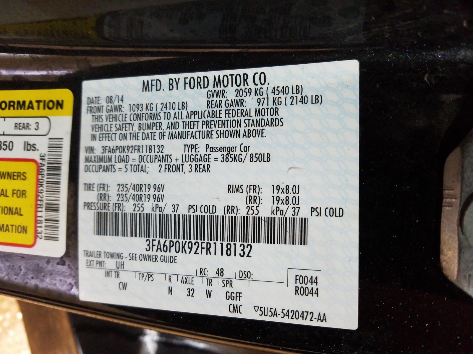 Photo 10 from auction – 2015 FORD FUSION TIT with VIN 3FA6P0K92FR118132