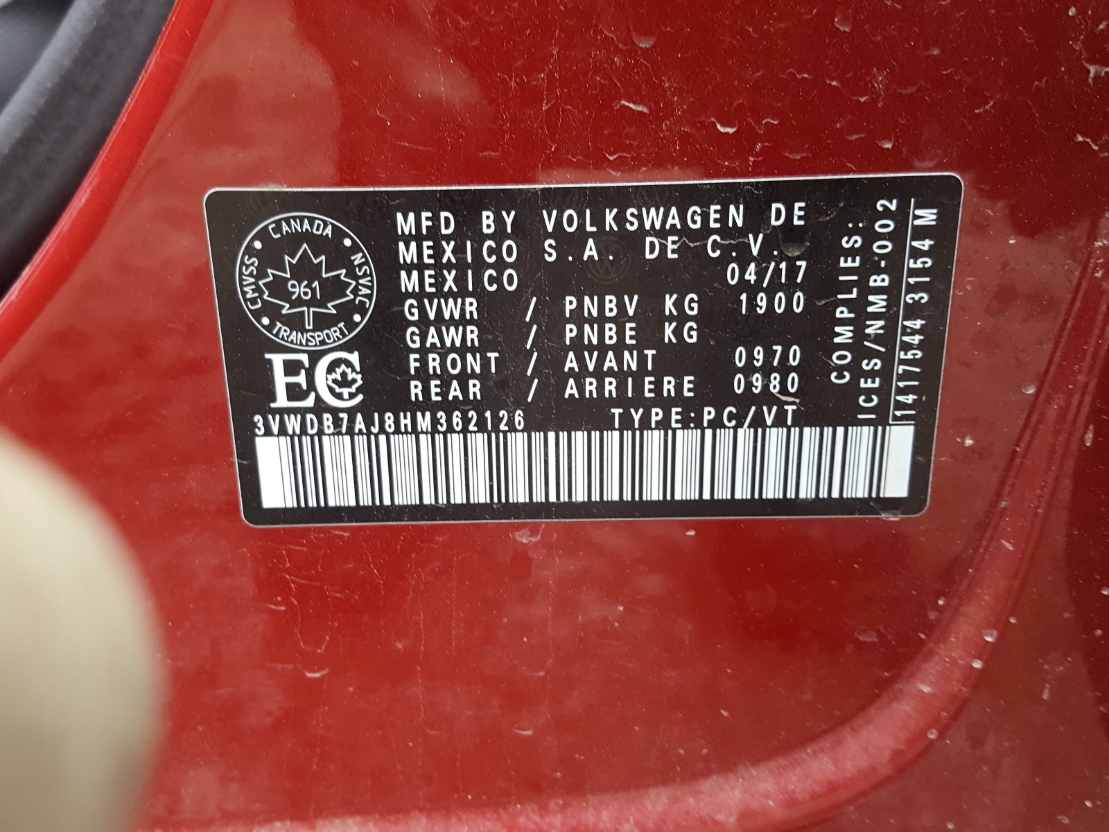 Photo 10 from auction – 2017 VOLKSWAGEN JETTA SE with VIN 3VWDB7AJ8HM362126