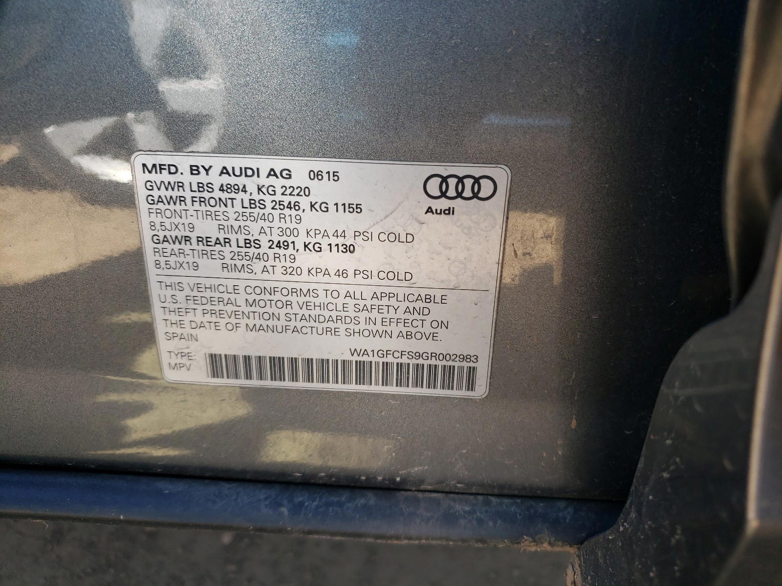Photo 10 from auction – 2016 AUDI Q3 PRESTIG with VIN WA1GFCFS9GR002983