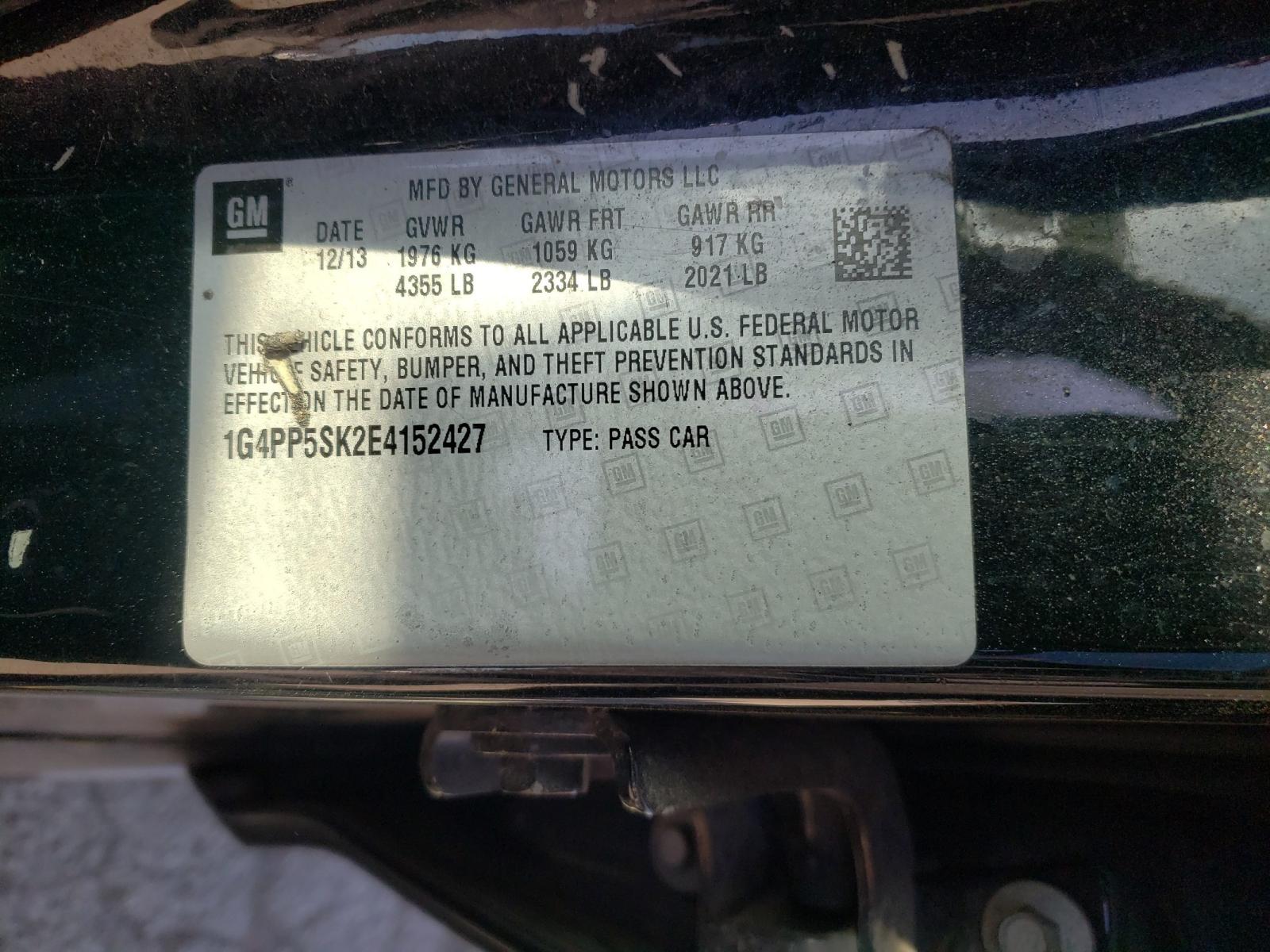 Photo 10 from auction – 2014 BUICK VERANO with VIN 1G4PP5SK2E4152427