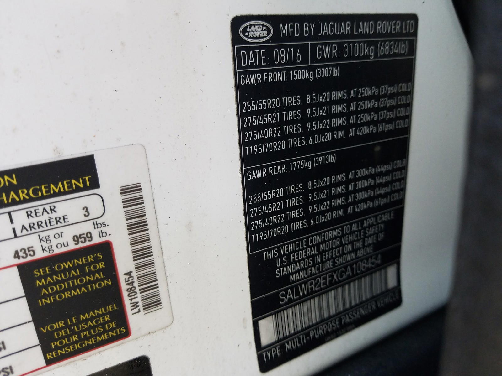 Photo 10 from auction – 2016 LAND ROVER RANGE ROVE with VIN SALWR2EFXGA108454