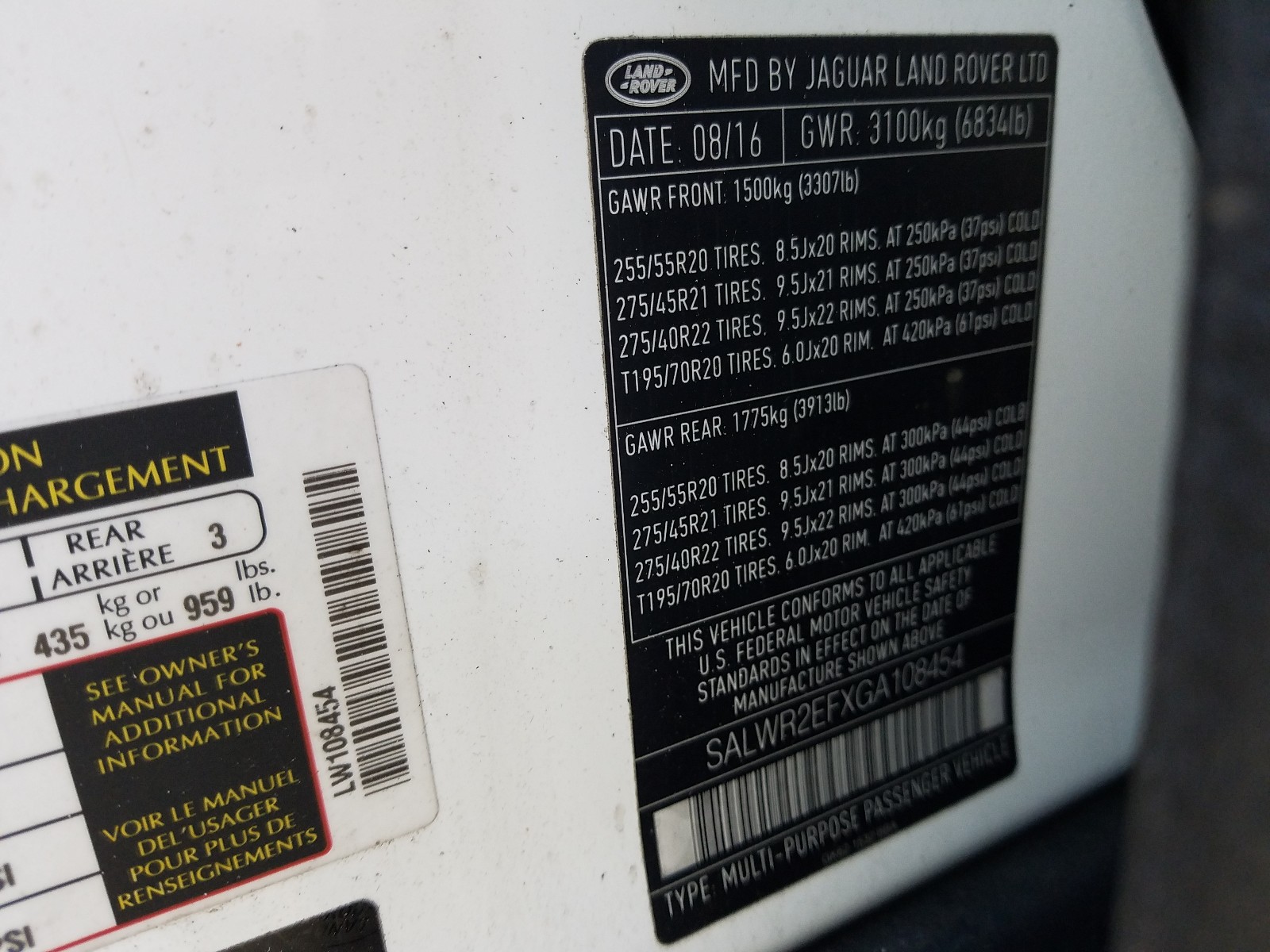 Zdjęcie 10 z aukcji – 2016 LAND ROVER RANGE ROVE z VIN SALWR2EFXGA108454
