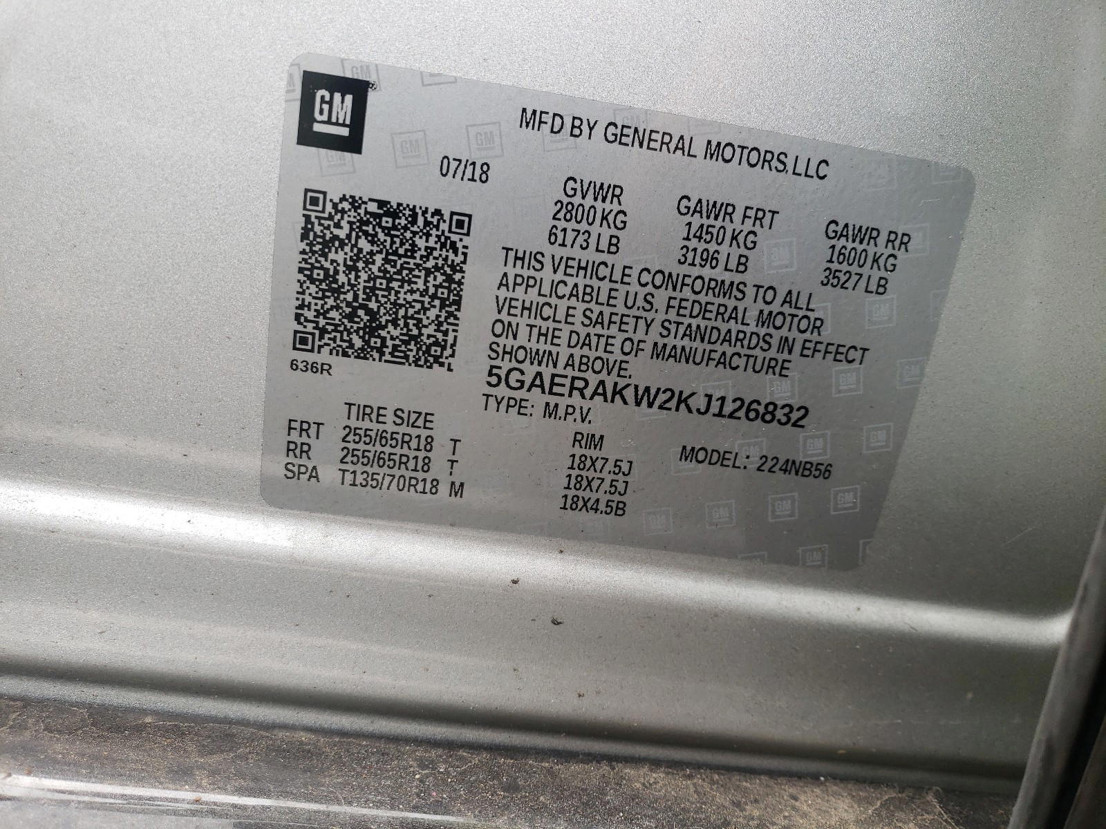 Photo 10 from auction – 2019 BUICK ENCLAVE with VIN 5GAERAKW2KJ126832