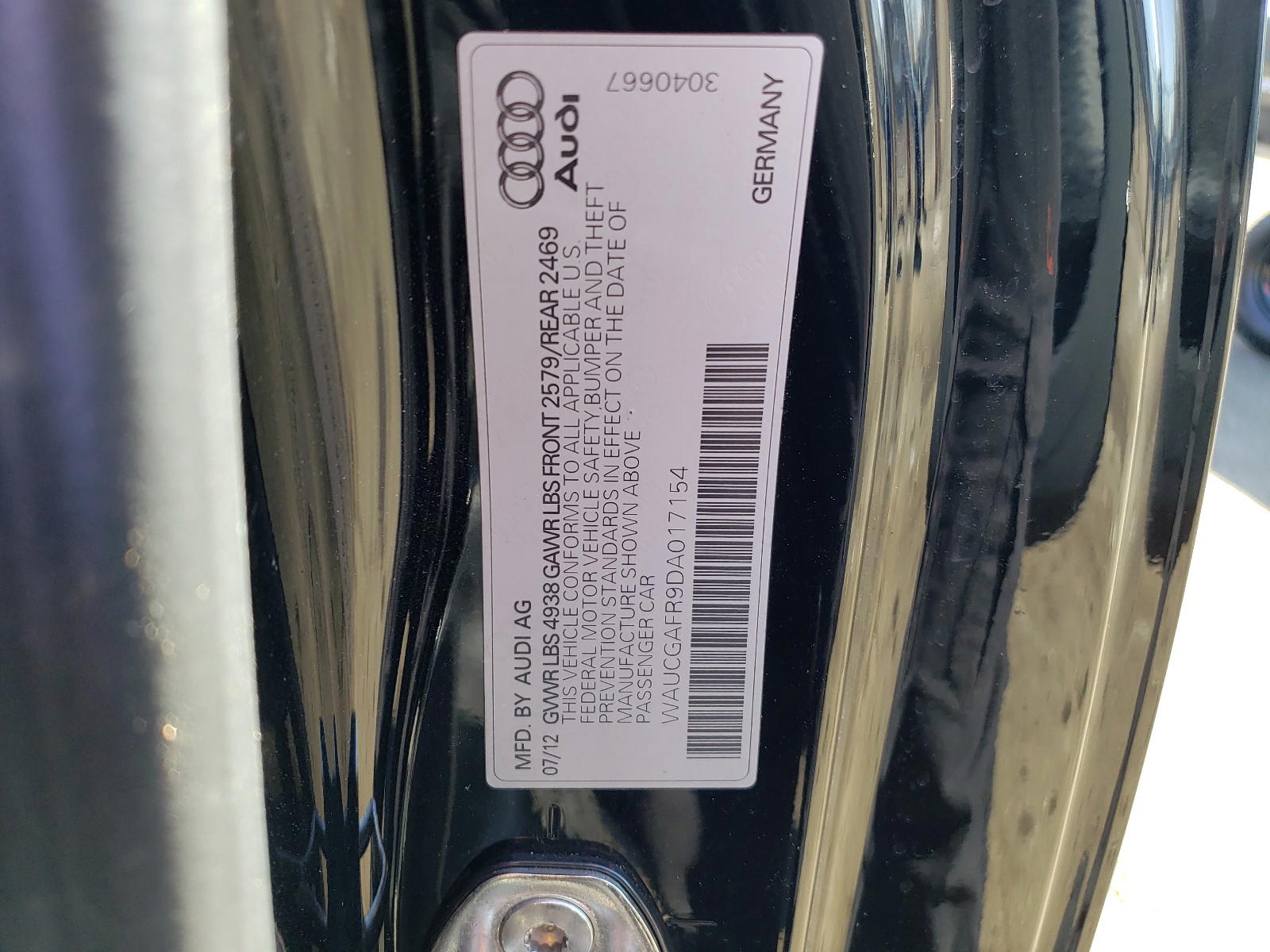 Photo 10 from auction – 2013 AUDI S5 PREMIUM with VIN WAUCGAFR9DA017154