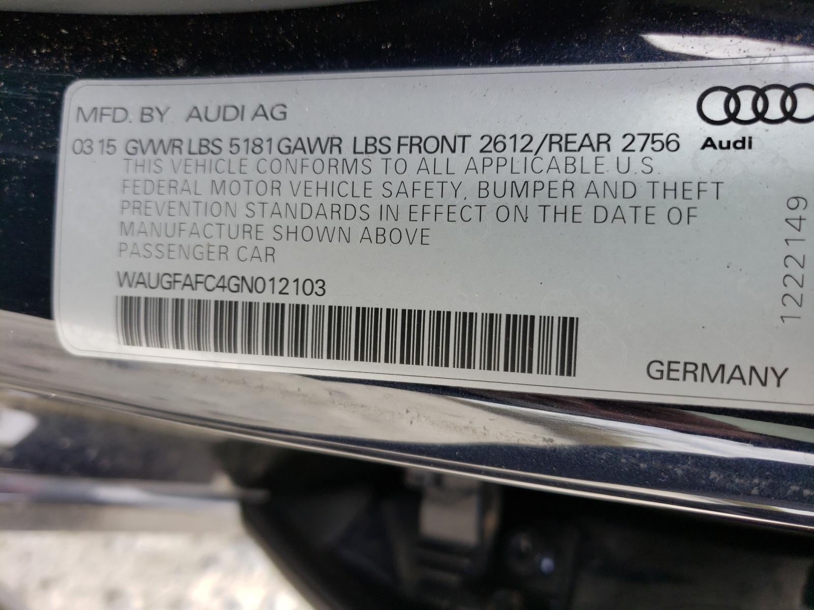 Photo 10 from auction – 2016 AUDI A6 PREMIUM with VIN WAUGFAFC4GN012103