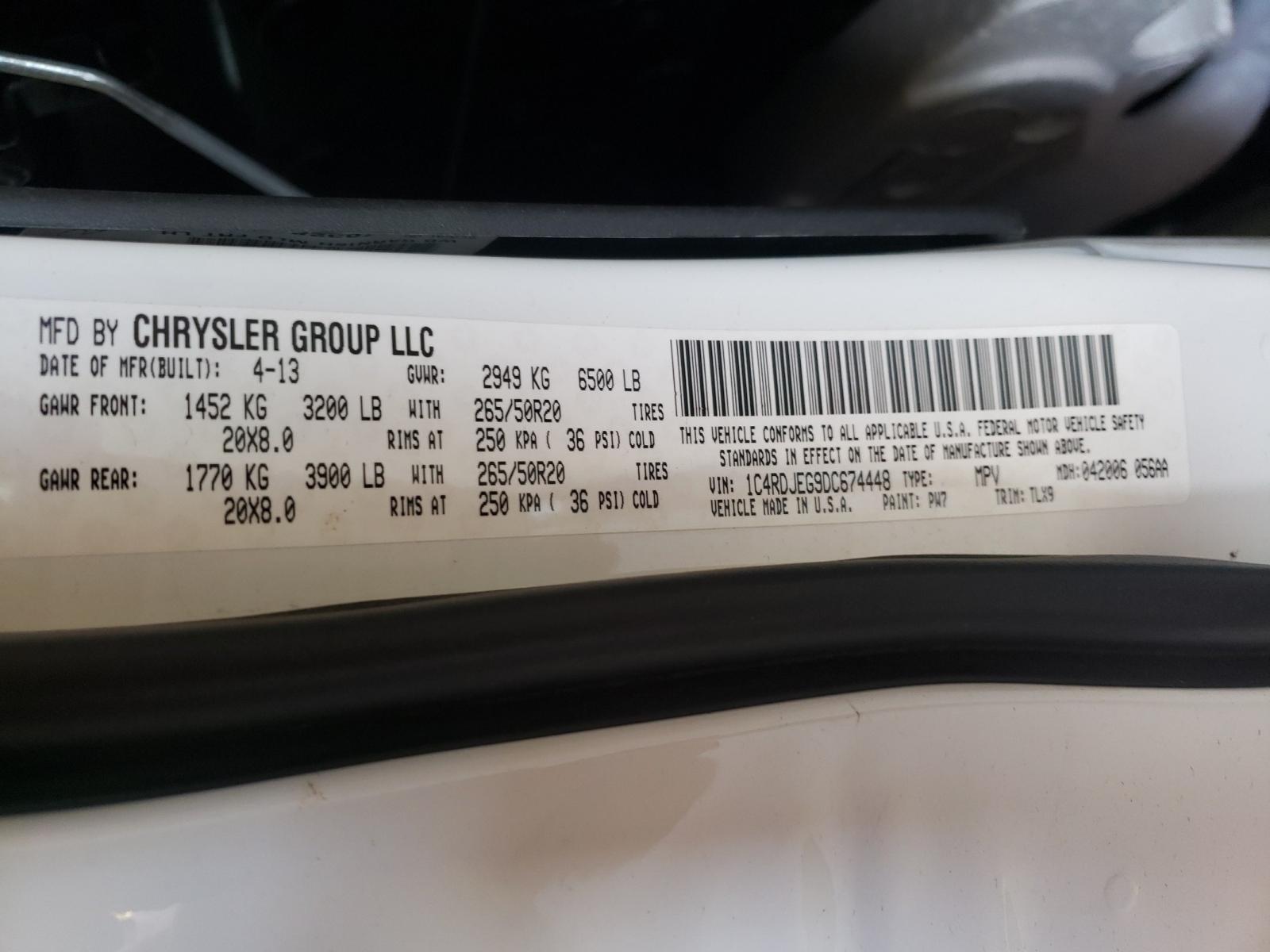 Photo 10 from auction – 2013 DODGE DURANGO CI with VIN 1C4RDJEG9DC674448